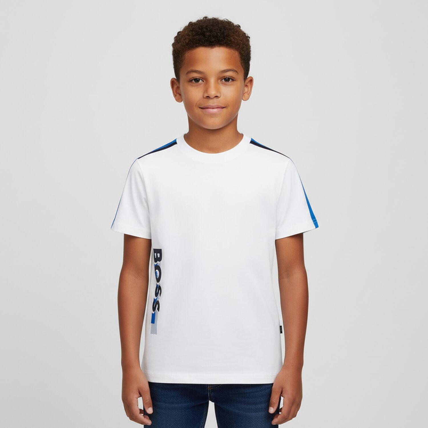 Boys White Logo T-Shirt, 1, hi-res