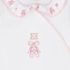 Baby Girls White & Pink Logo Babygrow, 1, hi-res