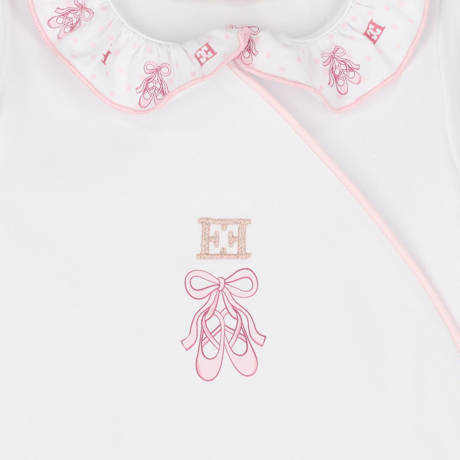 Baby Girls White & Pink Logo Babygrow, 1, hi-res