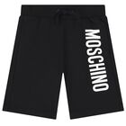 Boys Black Logo Shorts, 3, hi-res