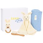 Ivory & Blue Baby Blanket & Bunny Comforter Gift Set, 2, hi-res