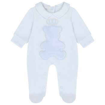 Baby Boys Blue Teddy Bear Babygrow