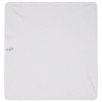 Baby Girls White & Pink Teddy Bear Reversible Blanket