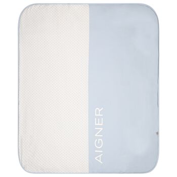 Baby Boys White & Blue Logo Blanket