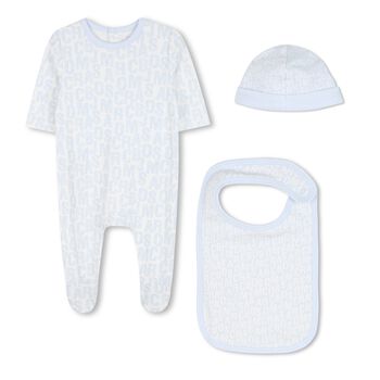 Baby Boys Blue Jumbled Logo Babygrow Gift Set
