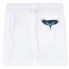 Boys White Logo Swim Shorts, 1, hi-res