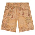 Boys Navy Blue & Beige Geo Map Shorts Set, 2, hi-res