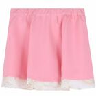 Younger Girls Pink & Ivory Geo Map Skirt, 1, hi-res