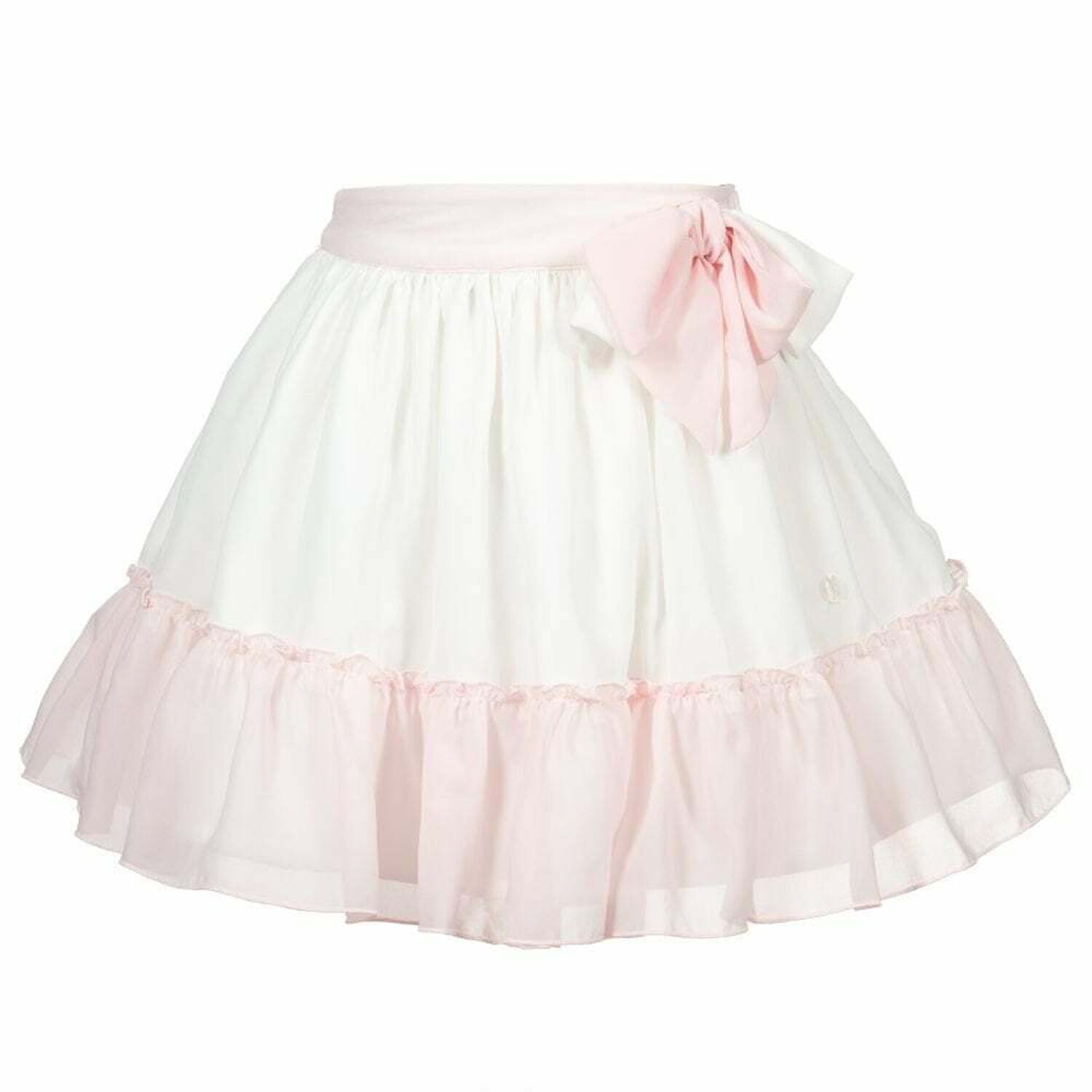 Girls Ivory & Pink  Chiffon Skirt, 1, hi-res