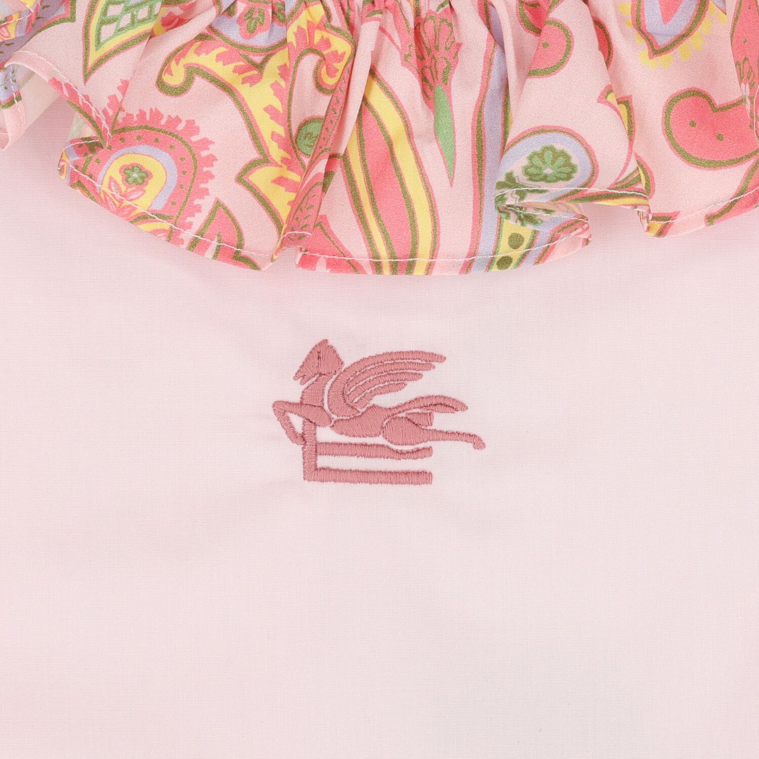 فستان بنات مكشكش بنقشة بيزلي باللون الوردي , 1, hi-res