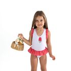 مايوة سباحة للبنات باللون الوردي والأحمر بطبعة بطيخة, 1, hi-res