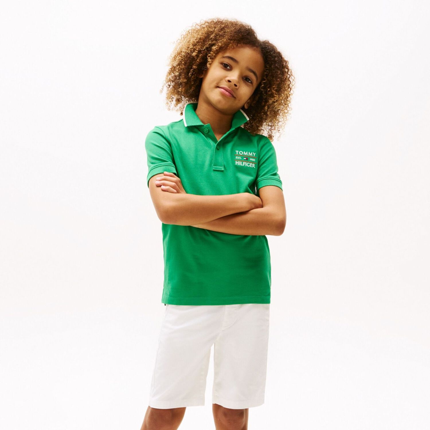 Boys Green Logo Embroidery Polo Shirt, 1, hi-res image number null