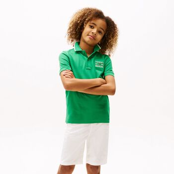 Boys Green Logo Embroidery Polo Shirt