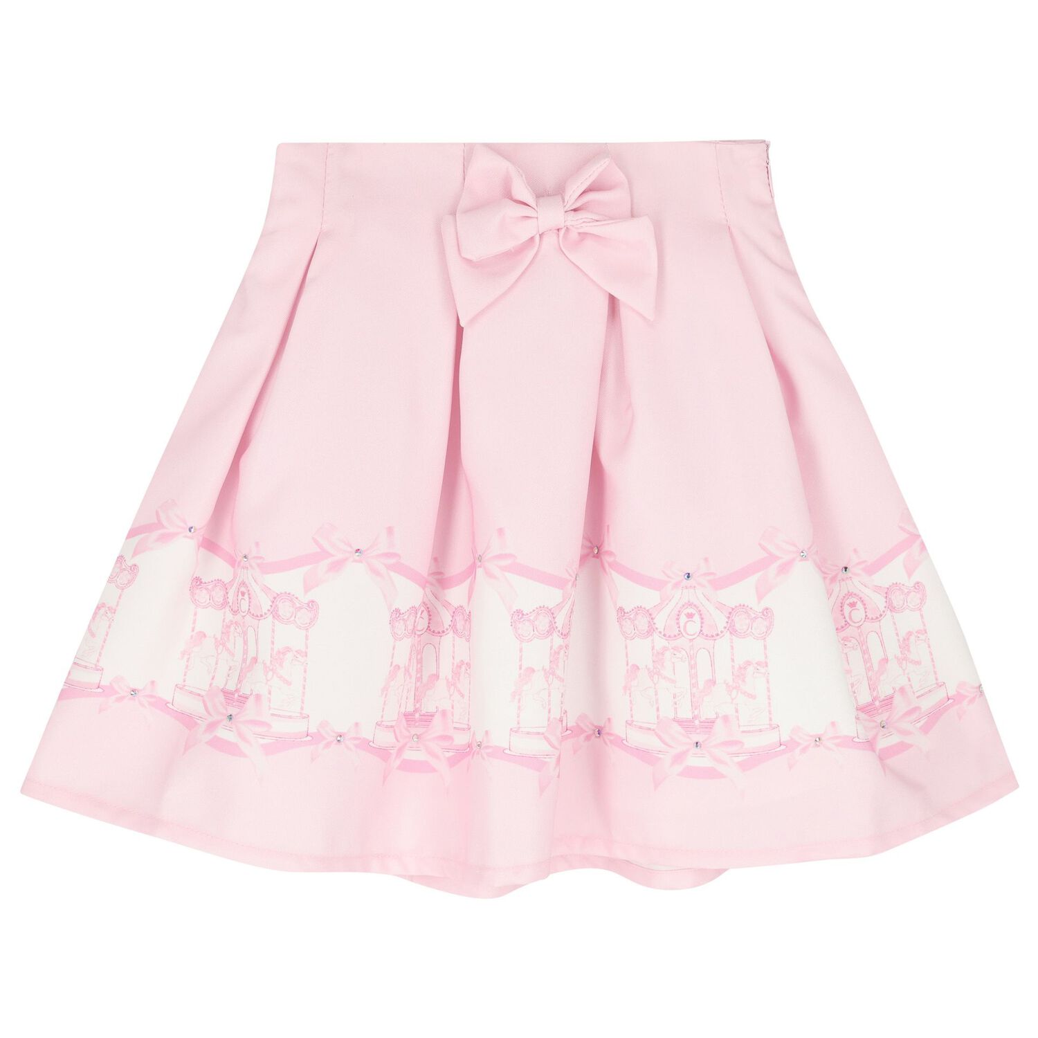 Girls Ivory & Pink Carousel Skirt Set, 1, hi-res image number null