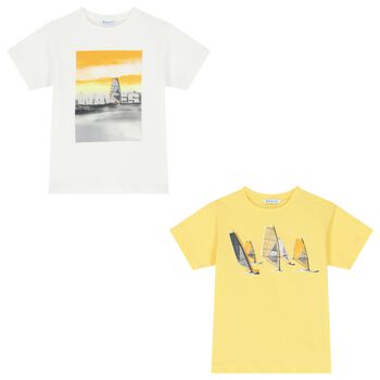 Boys White & Yellow T-Shirts ( 2-Pack )