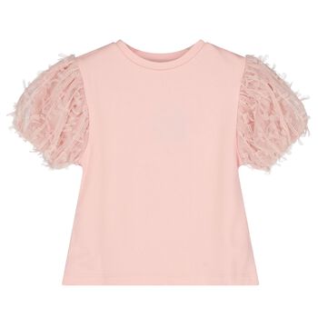 Girls Pink Tulle Blouse