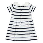 Baby Girls White & Navy Blue Striped Dress Set , 1, hi-res