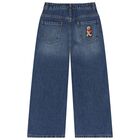 Girls Blue Logo Denim Jeans, 1, hi-res