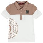 قميص بولو باللونين الأبيض و البيج بشعار للأولاد, 2, hi-res