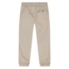 Younger Boys Beige Teddy Bear Joggers, 2, hi-res