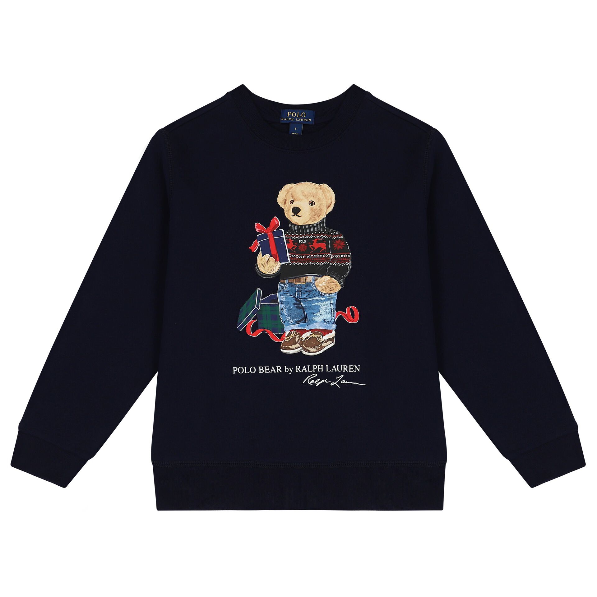 Ralph Lauren Boys Navy Blue Polo Bear Logo Sweatshirt Junior Couture UAE