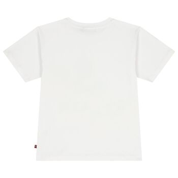 تيشيرت بنات بطبعة حقيبة باللون الأبيض