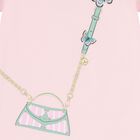 فستان بناتي باللون الوردي مزين بشعار الحقيبة, 3, hi-res