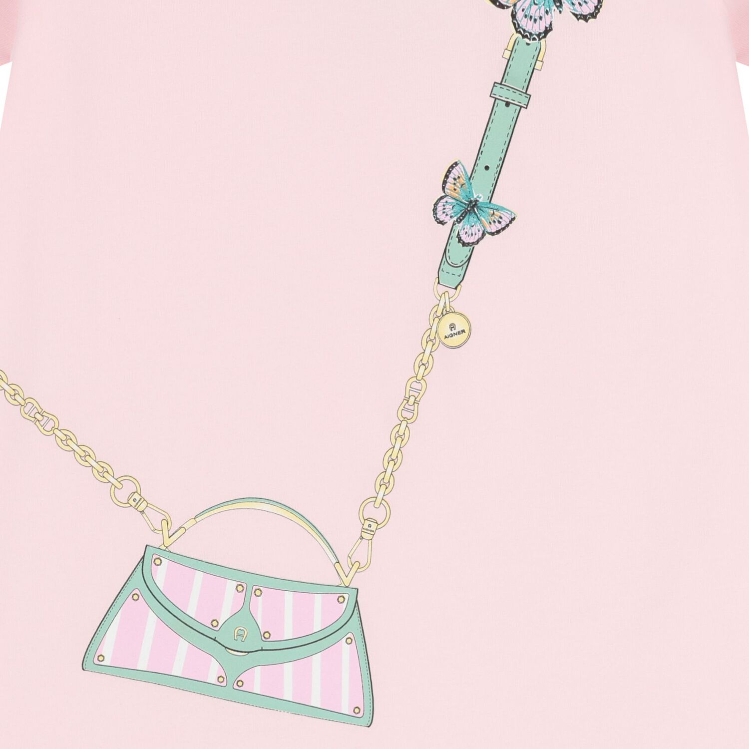 فستان بناتي باللون الوردي مزين بشعار الحقيبة, 3, hi-res