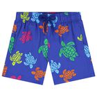 Boys Blue Turtle Swim Shorts, 1, hi-res