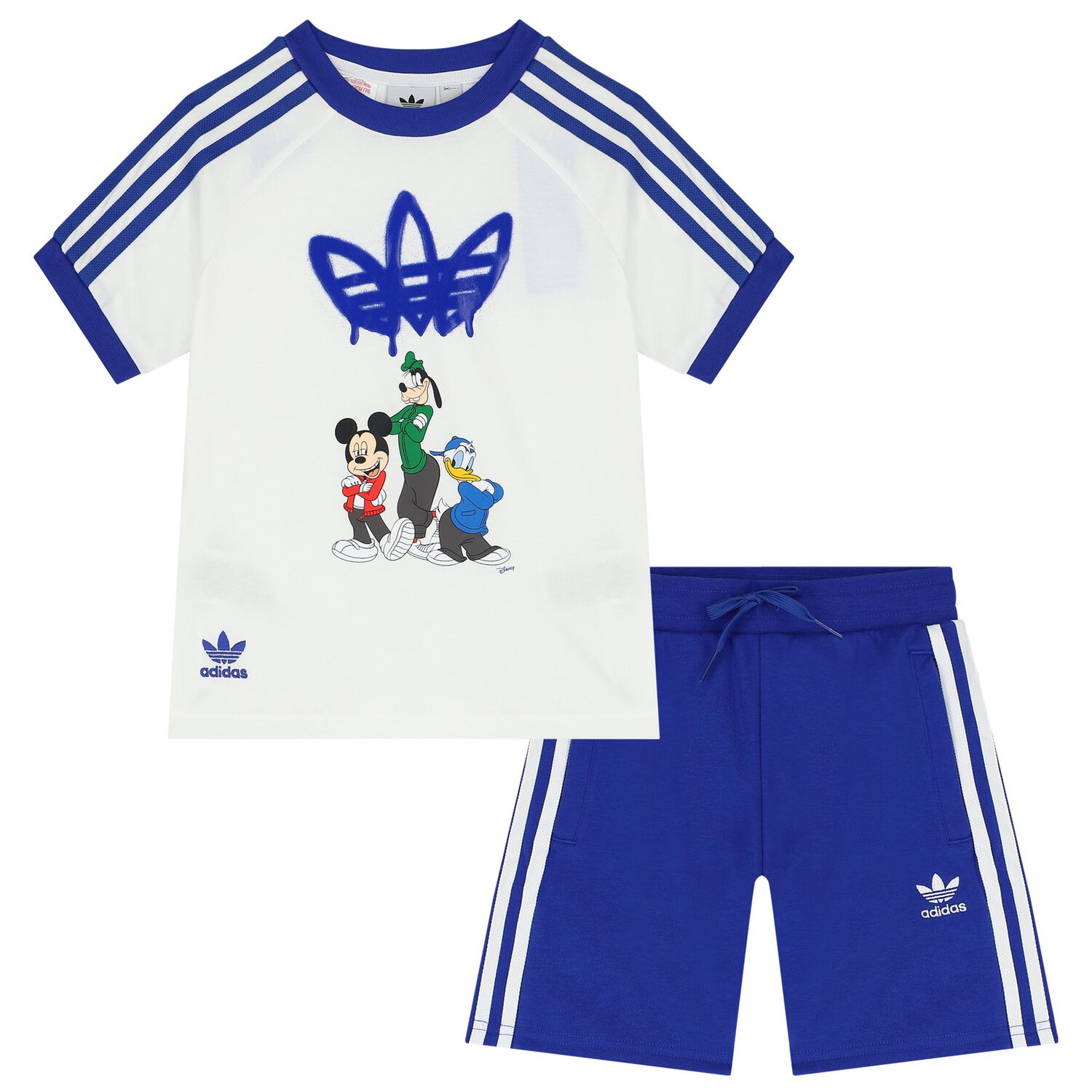 White & Blue Disney Logo Shorts Set, 1, hi-res image number null