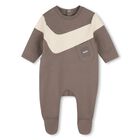 Baby Boys Grey Logo Babygrow, 1, hi-res
