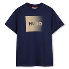 Boys Mini Me Navy Blue Logo T-Shirt, 2, hi-res