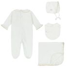 Baby Girls White & Gold Logo Babygrow Gift Set, 1, hi-res