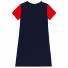 Girls White, Navy & Red Logo Dress, 1, hi-res