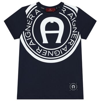 Boys Navy Blue Logo T-Shirt