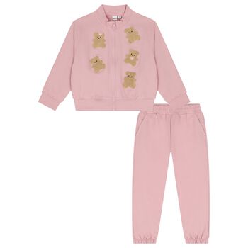 Girls Pink Teddy Bear Tracksuit