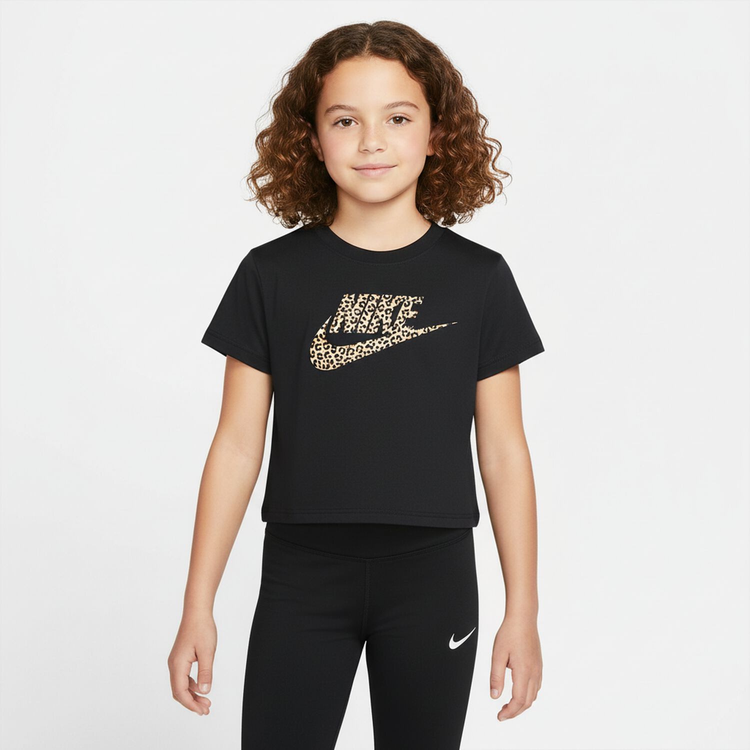 Girls Black Logo T-Shirt, 1, hi-res
