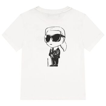 Boys Mini Me White Ikonik Karl Logo T-Shirt