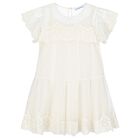 Girls Ivory Embroidered Tulle Dress, 1, hi-res