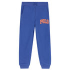 بنطلون رياضي بالشعار باللون الأزرق للأولاد, 1, hi-res