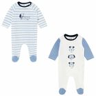 Boys White & Blue Babygrows ( 2 Pack ), 1, hi-res