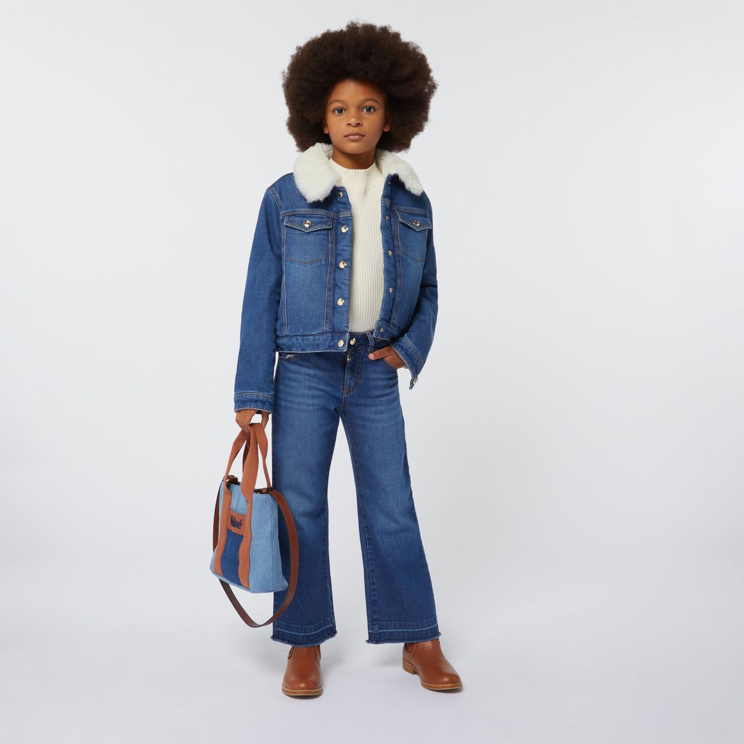 Girls Blue Logo Jeans, 1, hi-res image number null