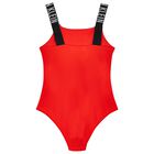 مايوه برتقالي للفتيات بشعار, 1, hi-res