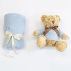 Boys Blue Personalised Teddy Baby Gift Set, 2, hi-res