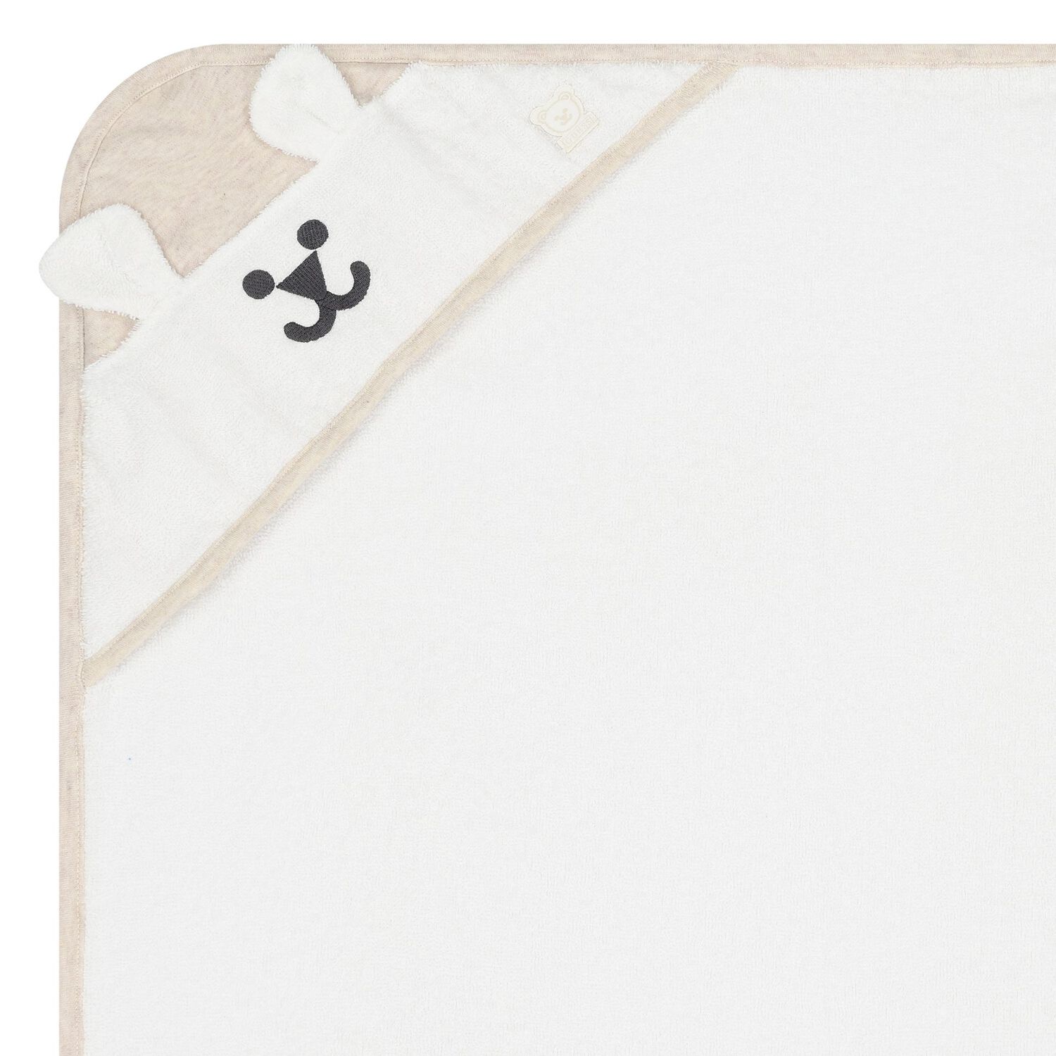 منشفة  هودي بالشعار باللون الأبيض والبيج  للأطفال , 1, hi-res