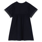 Girls Navy Blue Logo Dress, 1, hi-res