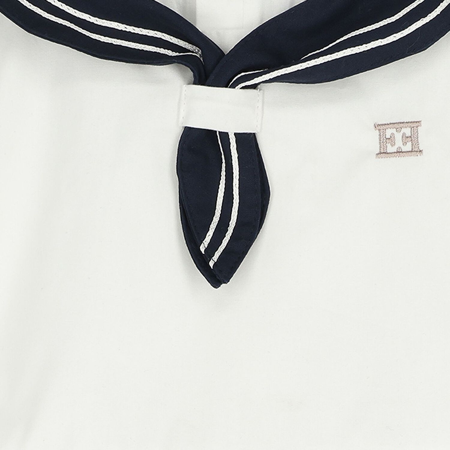 Younger Girls White & Navy Blue Logo Dress, 1, hi-res