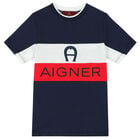 تيشيرت بالشعار باللون الكحلي للأولاد, 1, hi-res