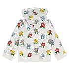 سويت شيرت بغطاء للراس وسحاب للبنات مزين بالزهور باللون العاجى , 1, hi-res