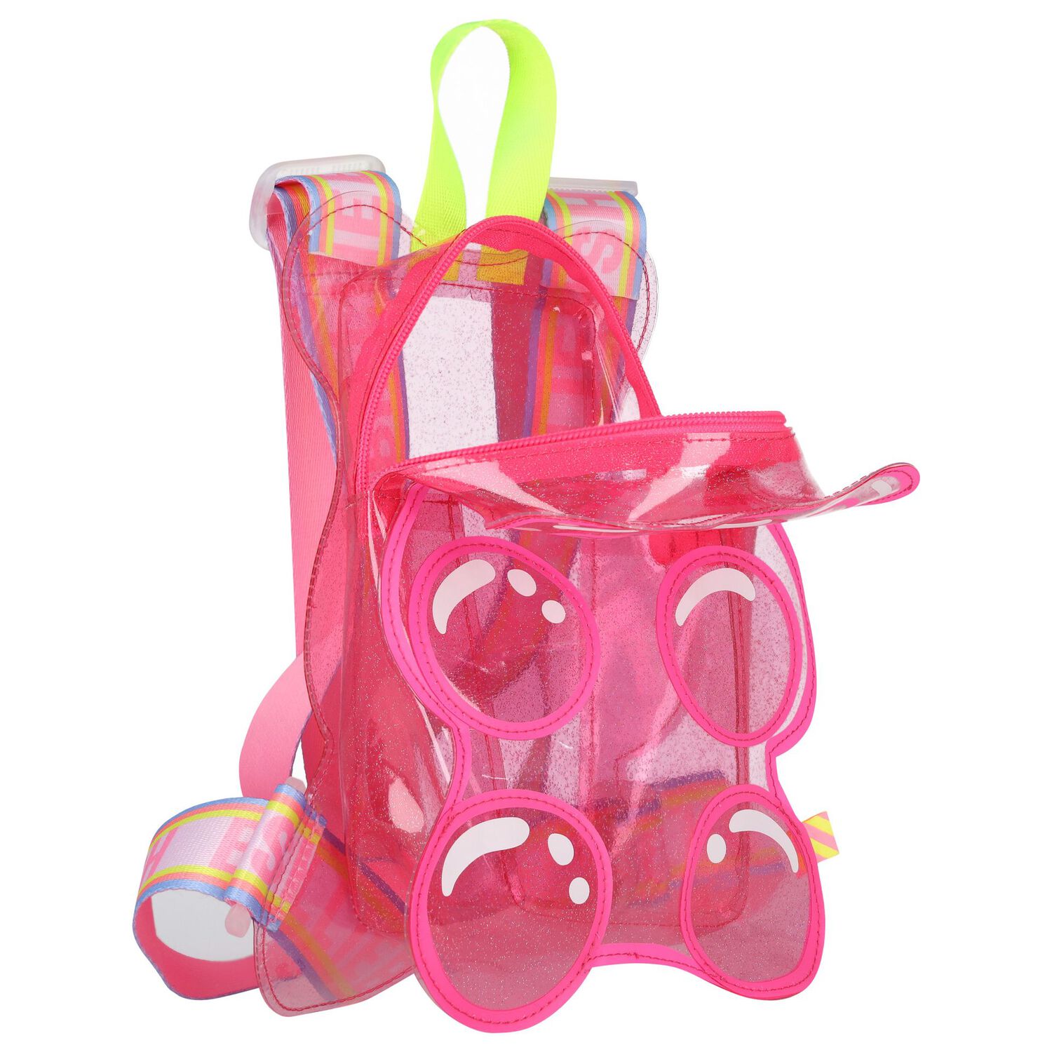 Girls Pink Teddy Bear Transparent Backpack, 1, hi-res image number null